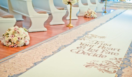 Dedicatorias y frases en alfombras para bodas
